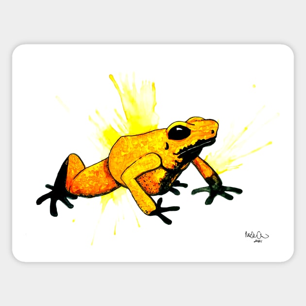 Dendorbates Terribilis Orange Dart Frog Watercolor Sticker by Gyngr-art